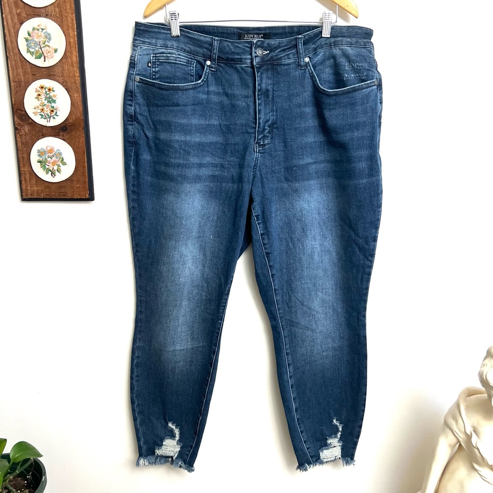 Judy Blue Raw Hem Skinny Stretch Jeans 20W Plus Size